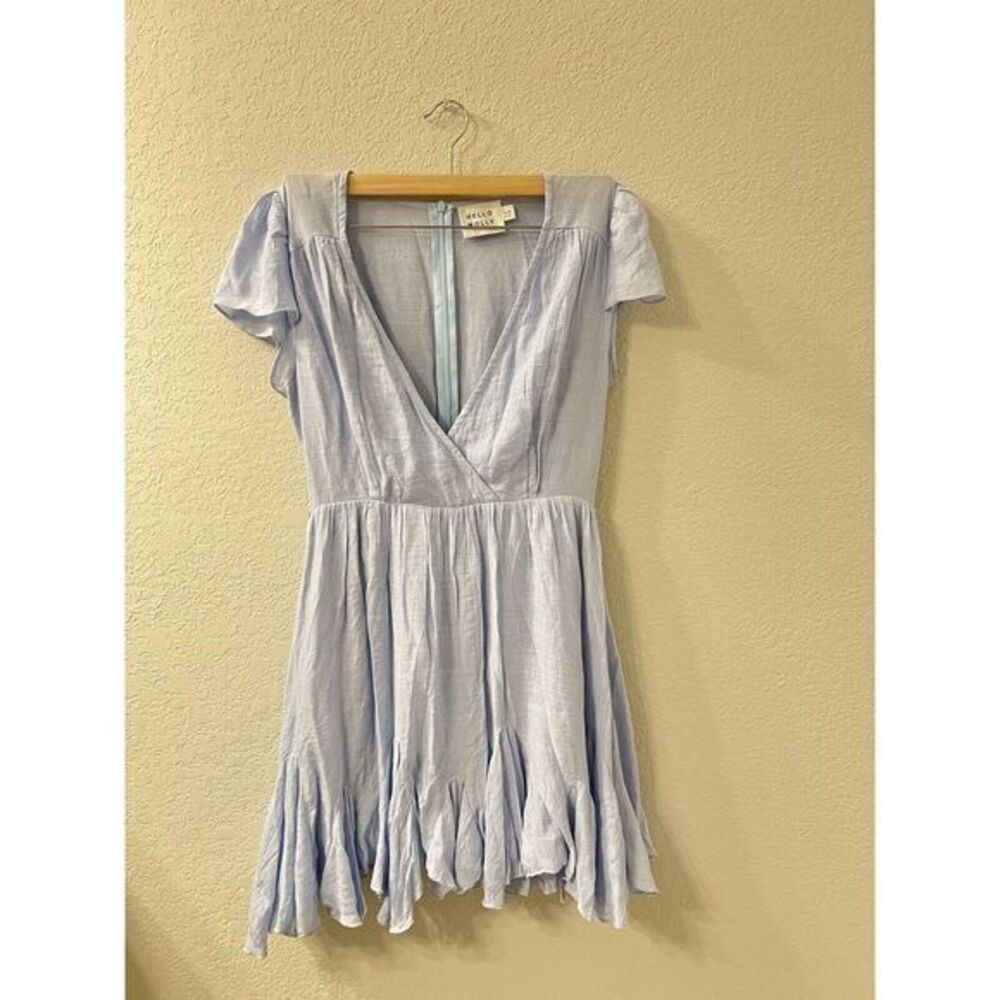 Hello Molly Dress Womens‎ S Blue London Calling Flowy Bohemian Faux Wrap Ladies
